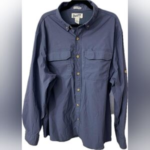 Duluth Trading Co Men's Grey Blue Untucked Standard Fit Button Up Shirt Size XL